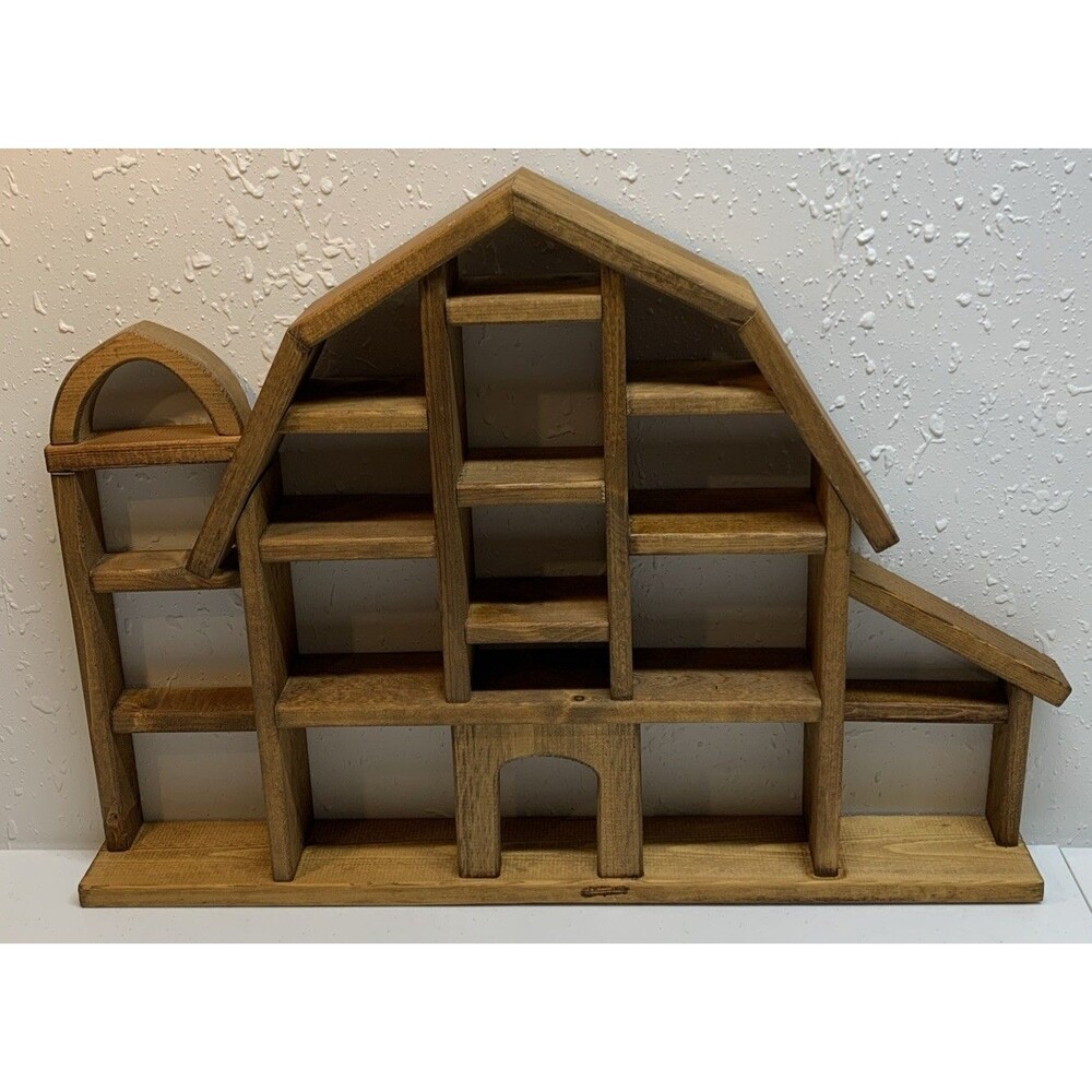 Vintage Country Cottage Wooden Barn Shelf Curio Display Figurines 21x29x3